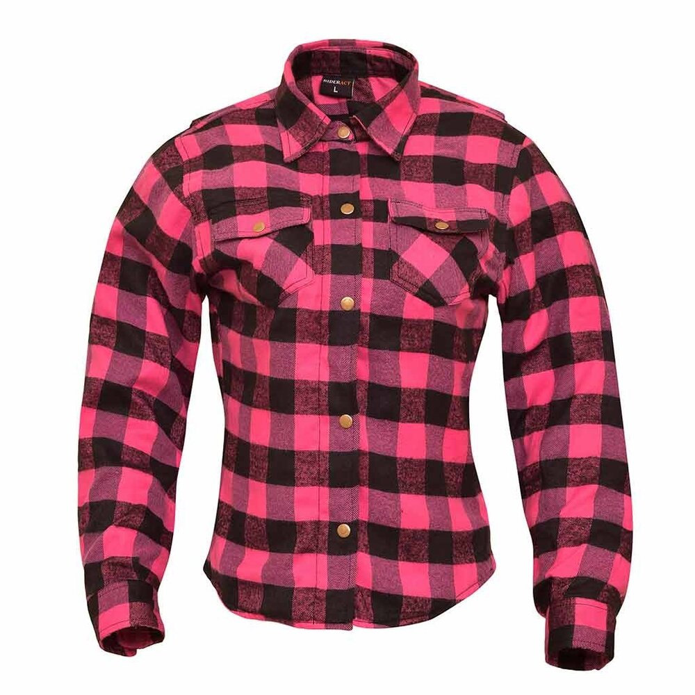 RIDERACT® Women’s American Flannel Plaid Shirt with CE Standard Armor Set NEW